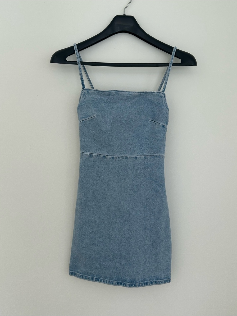Zara Light Blue Denim Mini Dress with Spaghetti Straps